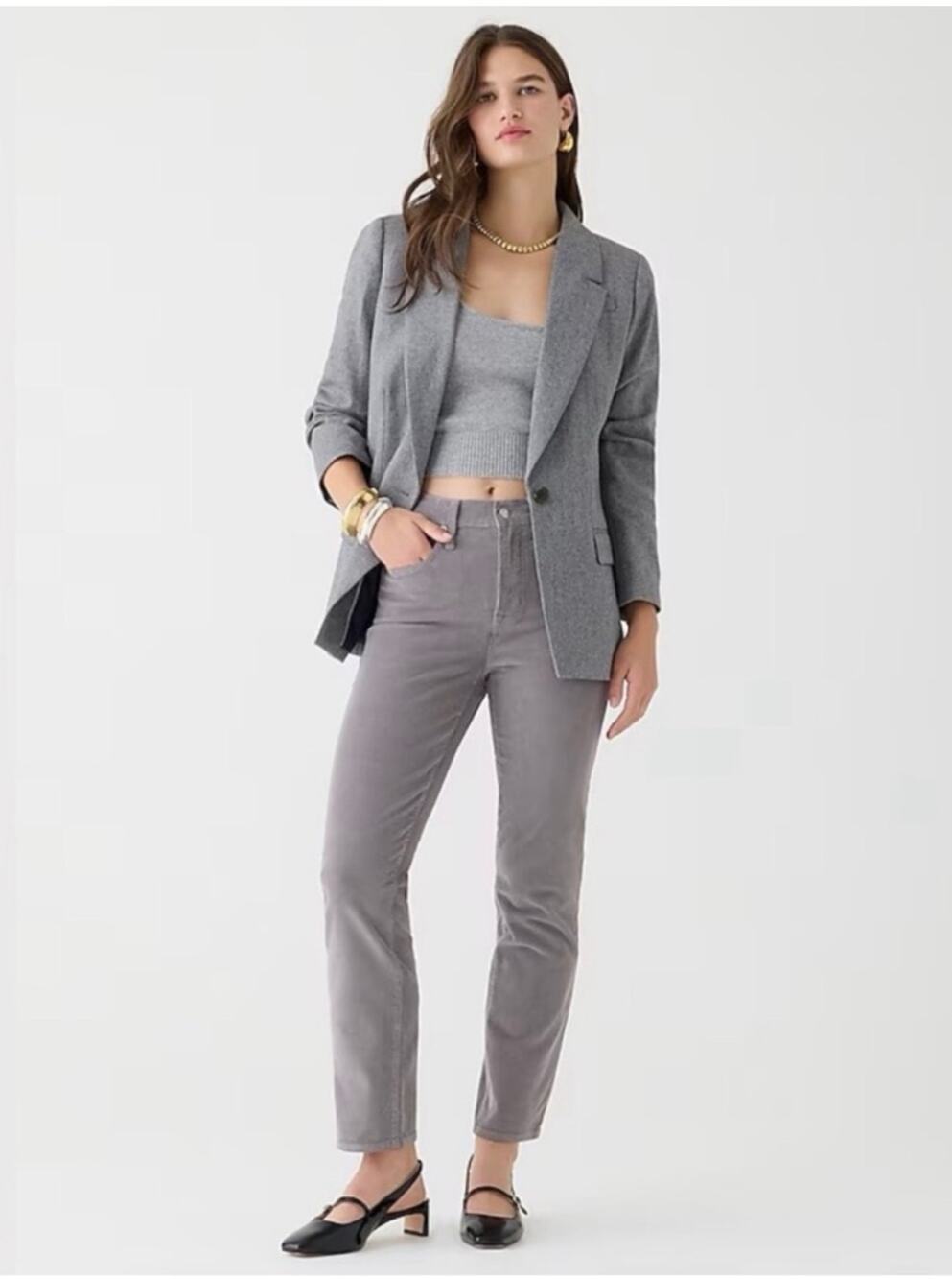 J.Crew Pants Womens 29 Gray Vintage Slim Straight Corduroy Academia Classic Work